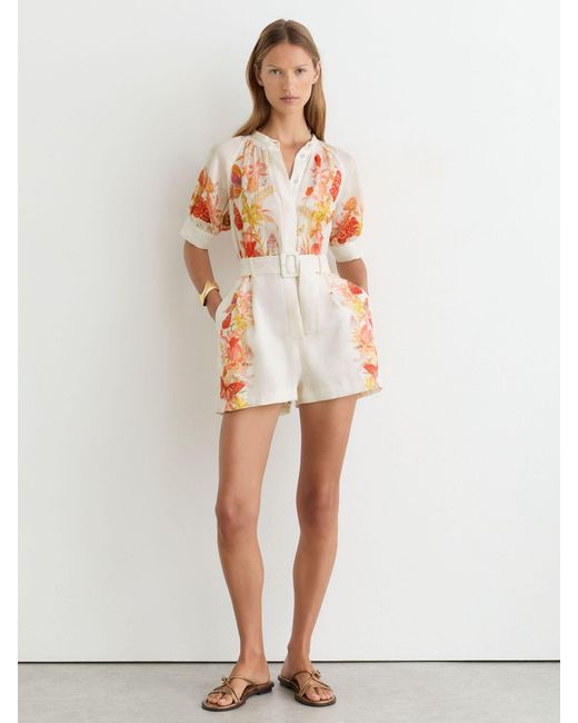 Reiss Natural X Nybg Ramie Butterfly-Print Playsuit
