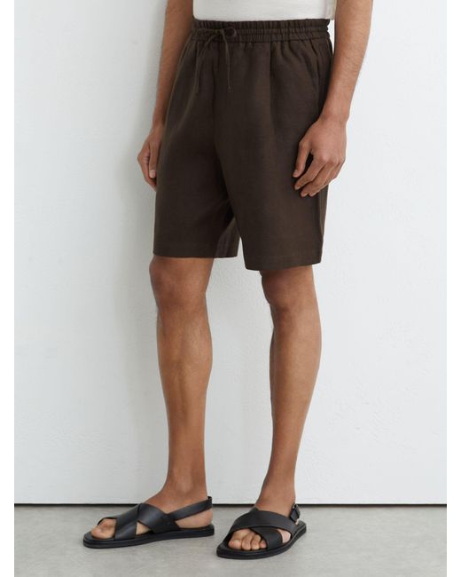 Reiss Multicolor Short - Chocolate Brown Barges Linen Drawstring Shorts, 32 for men