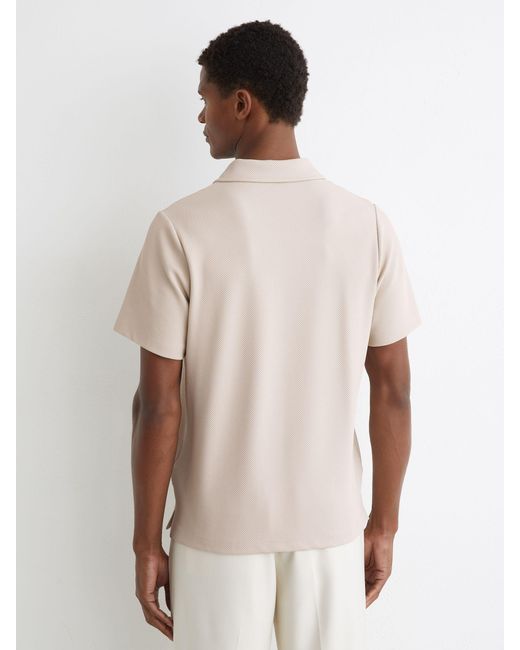 Reiss Natural Textured Half-Button Polo Shirt for men