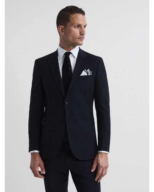 Reiss Gray Modern Fit Travel Blazer for men