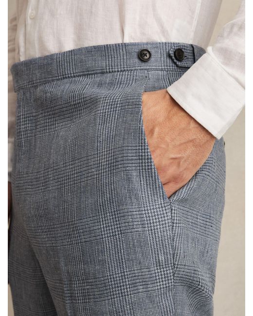 Reiss Multicolor Slim Fit Linen Check Suit Trousers for men