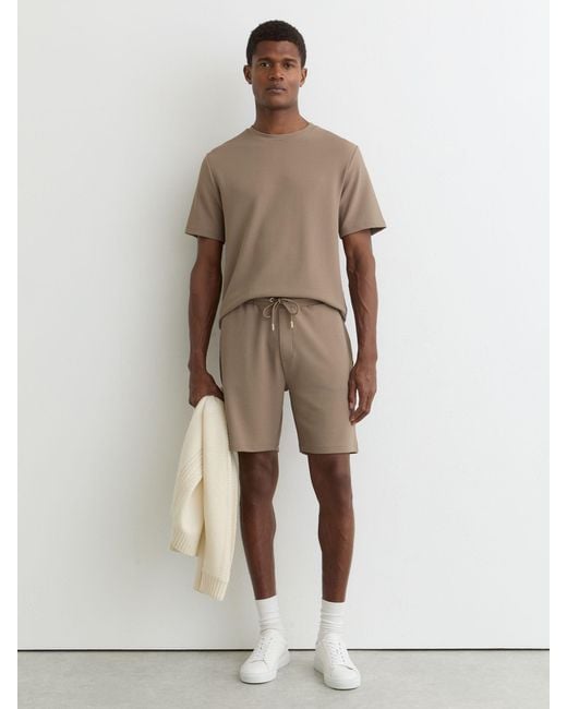 Reiss Natural Textured Drawstring Shorts for men