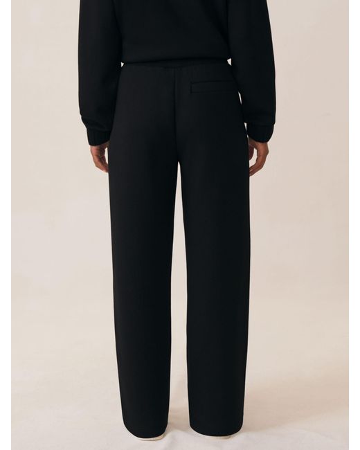 Reiss Laney - Black Premium Interlock Wide-leg Joggers, Xs Regular (uk 4-6)