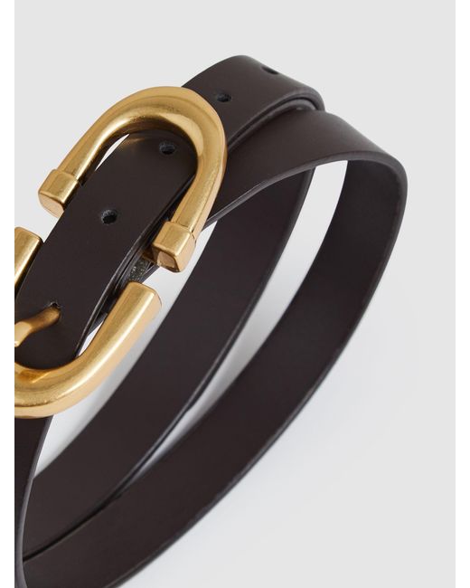 Reiss Gray Leather Horseshoe Buckle Belt