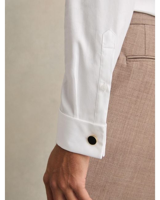 Reiss Natural Double - White Remote Slim Fit Regular-fit Cotton-satin Stripe Shirt, 2x-large for men