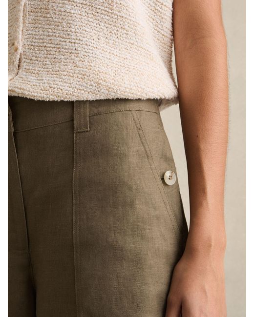 Reiss Natural Linen Wide Leg Trousers