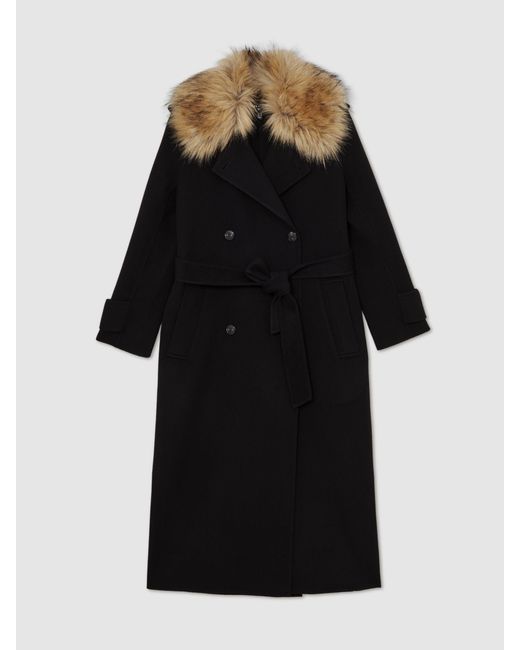 Reiss Jolene - Atelier Black Atelier Wool Faux-fur Collar Coat, Us 8
