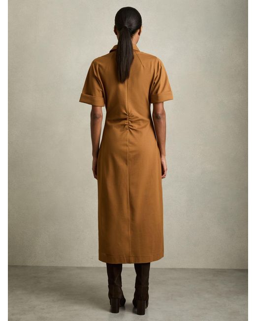 Reiss Natural Open-Collar Bodycon Dress