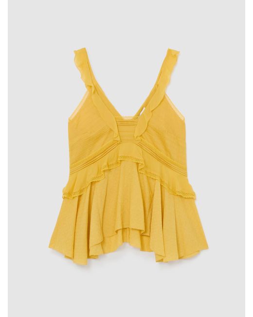 Reiss Yellow Ruffle Babydoll Cami Top