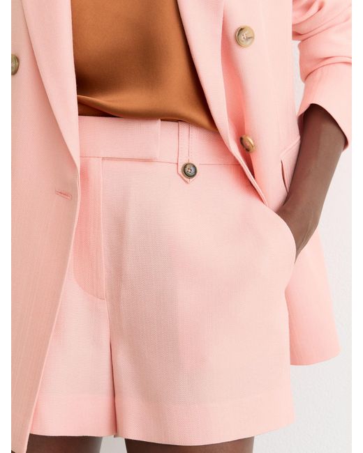 Reiss Pink Magda Mid-Rise Tailored Shorts