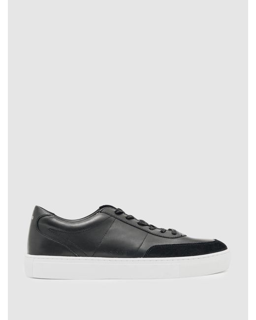 Reiss White Bonded-Leather Low-Top Trainers for men