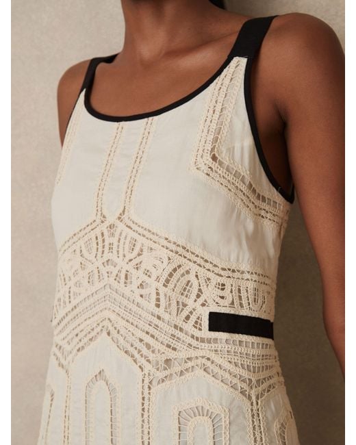 Reiss Natural Cotton Crochet Mini Dress