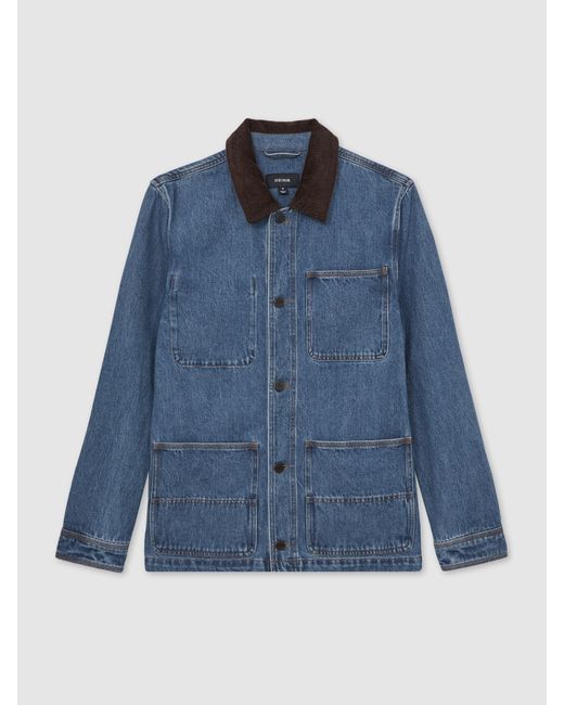 Reiss Blue Corduroy Collar Worker Jacket for men