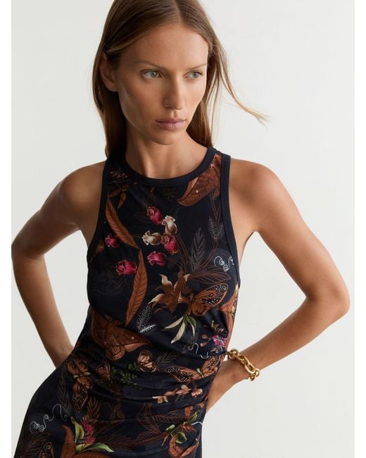 Reiss Black X Nybg Printed Jersey Midi Dress