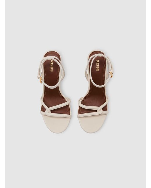 Reiss White Leather Link-Strap Stiletto Sandals