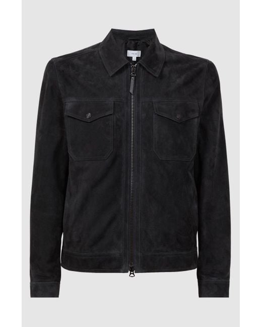 Suede trucker clearance jacket black