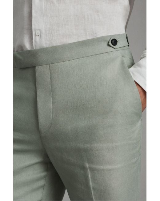 Reiss Gray Kin - Apple Slim Fit Linen Adjuster Trousers, 30 for men