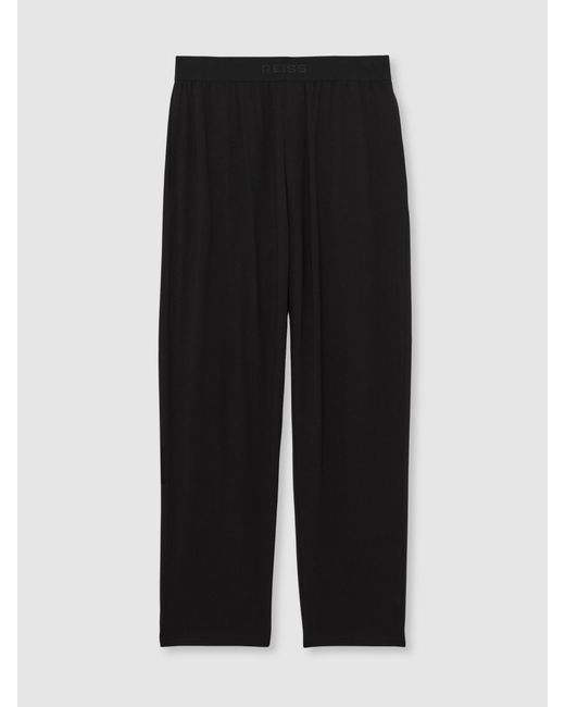 Reiss Black Cotton Jersey Logo-Waistband Joggers With Stretch for men