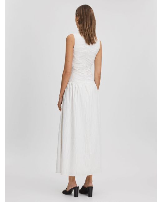 Anna Quan White Cotton Striped Maxi Dress