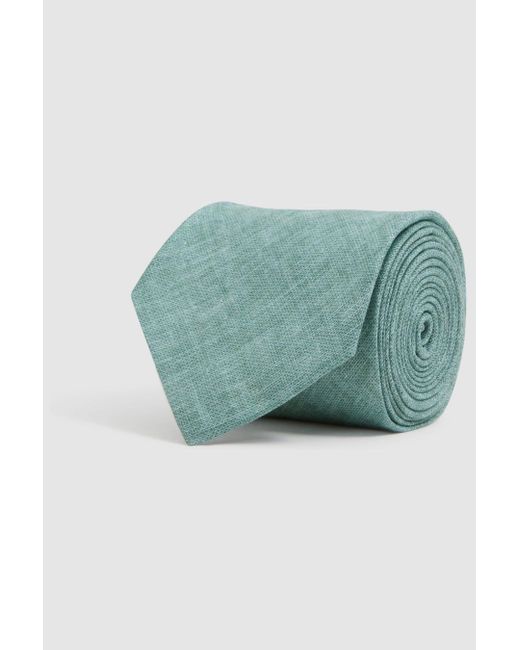 Reiss Green Vitali - Pistachio Melange Linen Tie, One for men