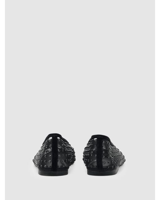 Reiss White Mesh Embellished Ballet Flats