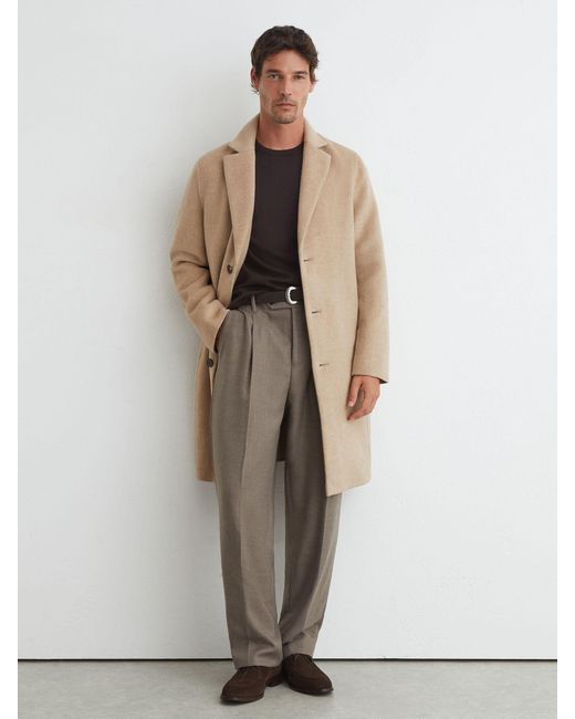 Reiss White Wool-Blend Single-Breasted Epsom Coat for men