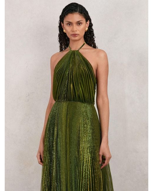 halston pleated dress Halston Heritage Tiered Pleated Chiffon Dress