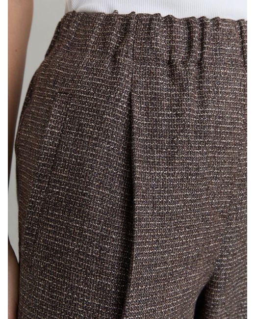 Reiss White Lourdes - Brown Woven Linen Cropped Tapered Trousers, Us 10