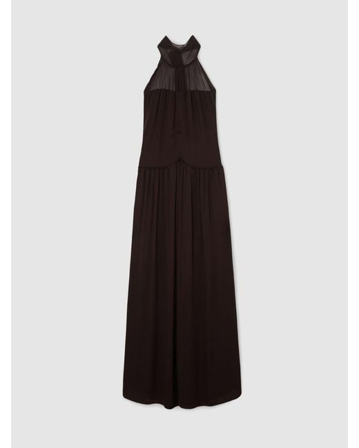 ATELIER Gray Chiffon Draped Halterneck Maxi Dress