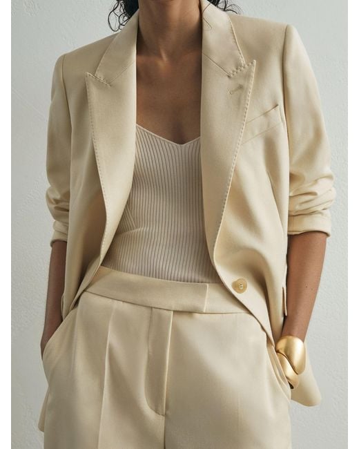 ATELIER Natural Anya - Silk-wool Wide-leg Suit Trousers, Us 10