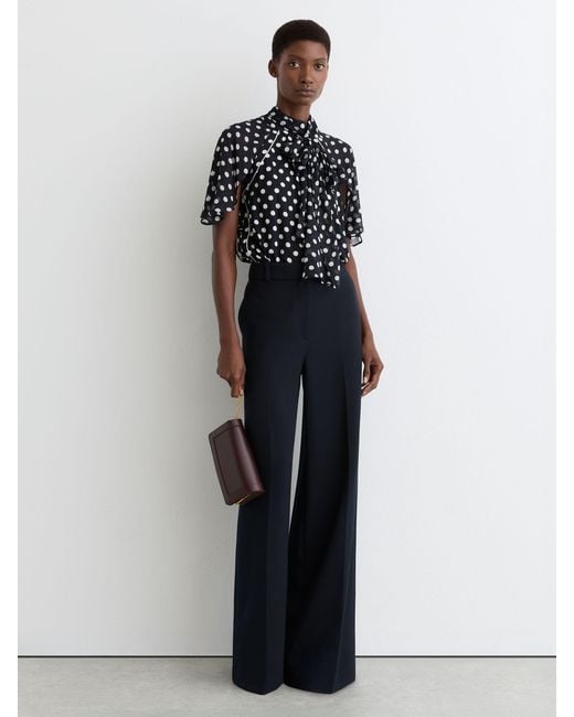 Reiss Multicolor Polka-Dot Tie-Neck Blouse