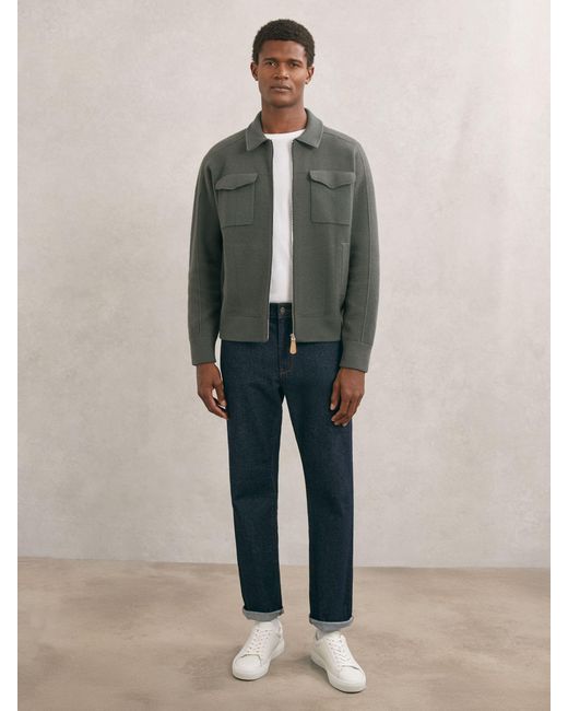 Reiss Calder - Khaki Green Merino Wool Twin-pocket Cardigan, M for men