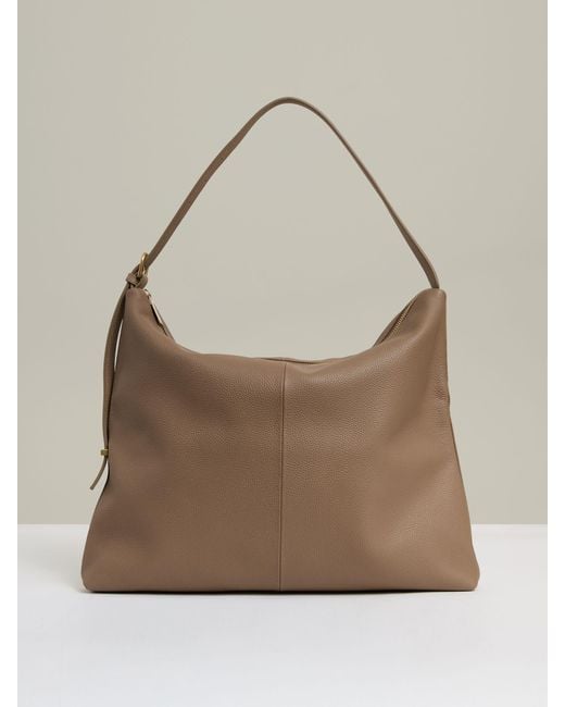 Reiss Brown Vigo - Taupe Grained Leather Tote Bag, One
