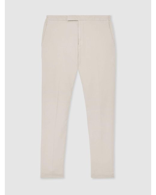 Reiss White Garment-Dyed Piqué Suit Trousers Tailored-Fit for men