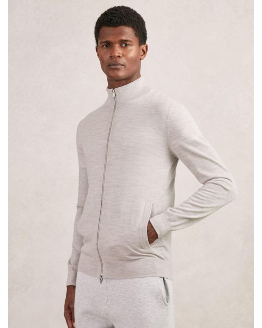 Reiss Natural Merino Wool Zip Through Cardigan for men