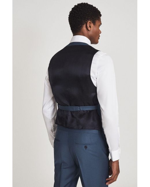 Reiss Extra - Airforce Blue Wool Slim Fit Waistcoat for men