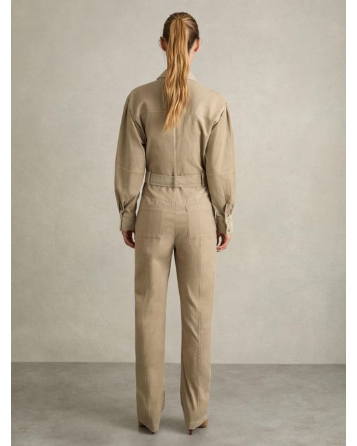 Reiss Natural Mara Jumpsuit Cotton Plain