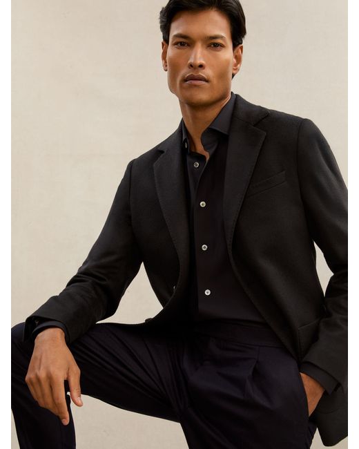 Reiss Black Atelier Cashmere Single-Breasted Blazer Tailored-Fit for men