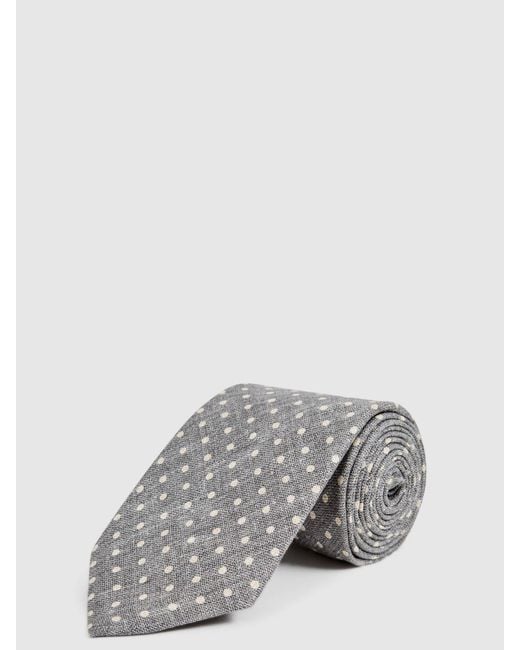Reiss Gray Silk Polka Dot Tie for men