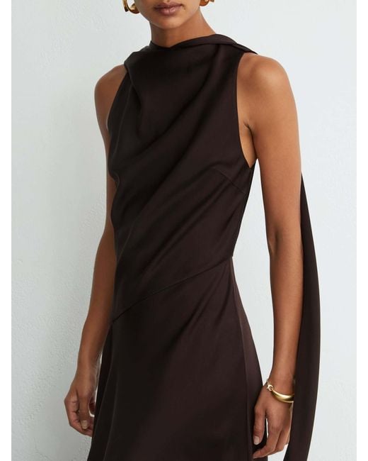 Reiss Multicolor Satin Cape-Detail Maxi Dress