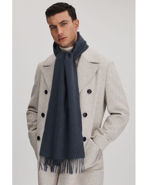 Reiss Picton - Airforce Blue Cashmere Blend Scarf for men