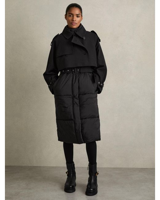 Reiss Black Emmie Puffer Coat Plain