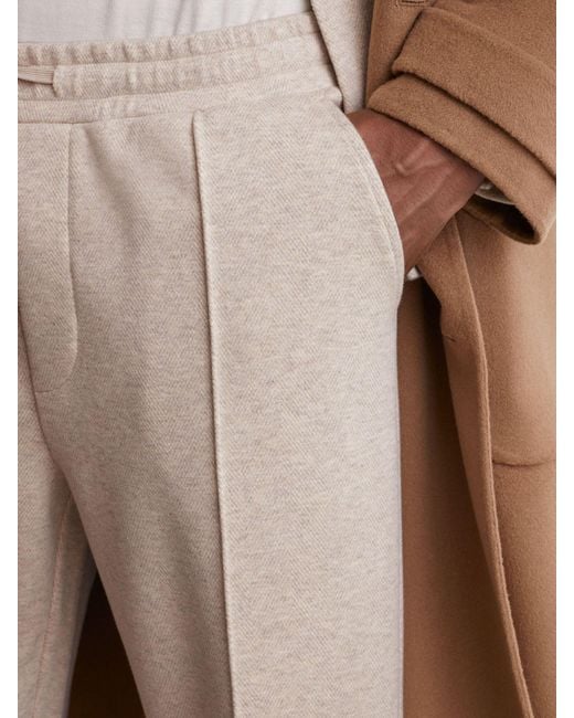 Reiss Natural Herringbone Cuffed Drawstring Joggers for men