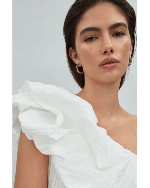 Acler White One-shoulder Asymmetric Midi Dress