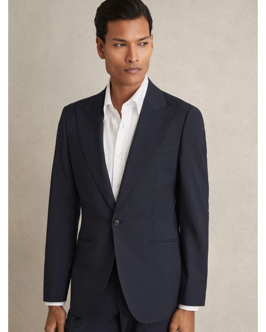 Reiss Blue Dream Regular-Fit Single-Breasted Wool-Blend Suit Blazer for men