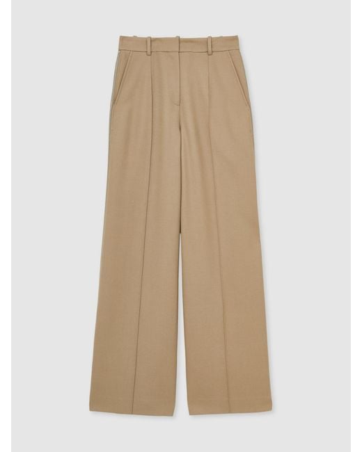 Reiss Natural Elyn - Sage Green Wide-leg Side-zip Trousers, Us 0 L