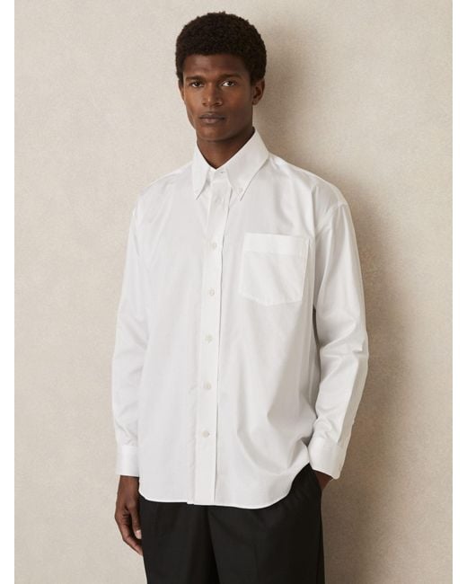 Reiss White Kris Shirt Cotton Plain for men
