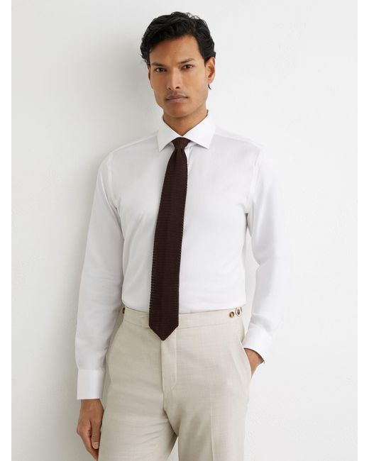 Reiss White Bishopsgate Regular Fit Cotton-Blend Stretch Shirt for men