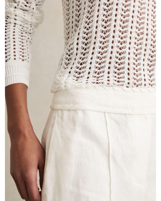 Reiss Natural Linen Whipstitch Shorts