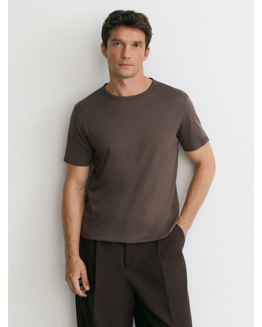 Reiss Gray Air-Water Cotton Tailored-Fit T-Shirt for men